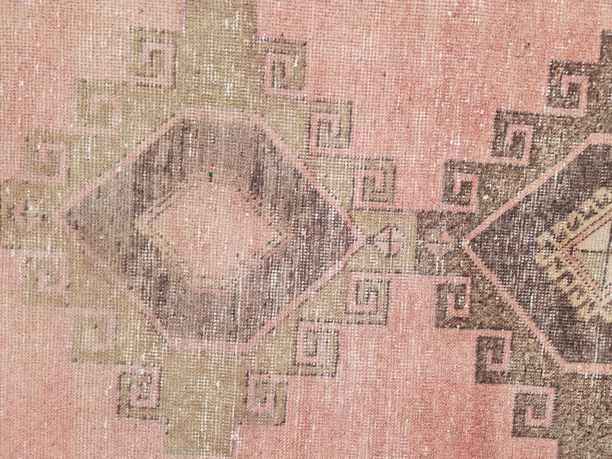 Turkish Hand Made Runner Rug 2.6x11.8 ft, Hallway Tan Runner, Terracotta Tribal Carpet