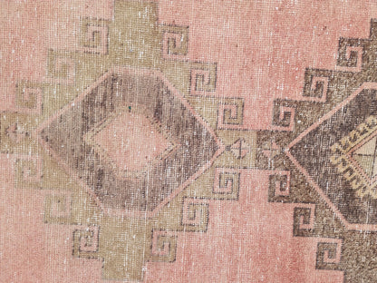 Turkish Hand Made Runner Rug 2.6x11.8 ft, Hallway Tan Runner, Terracotta Tribal Carpet
