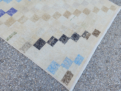 2x7 Turkish Runner Rug: Geometric Farmhouse Hallway Decor, Eco Friendly