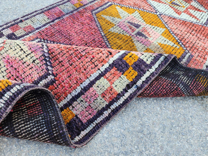 2x11 Herki Runner Rug, Turkish Hand Made Wool, Eco Friendly, Hallway Rustic Decor