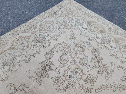 10x13 Neutral Vintage Rug, Hand Knotted Up Cycled Wool, Beige and Brown