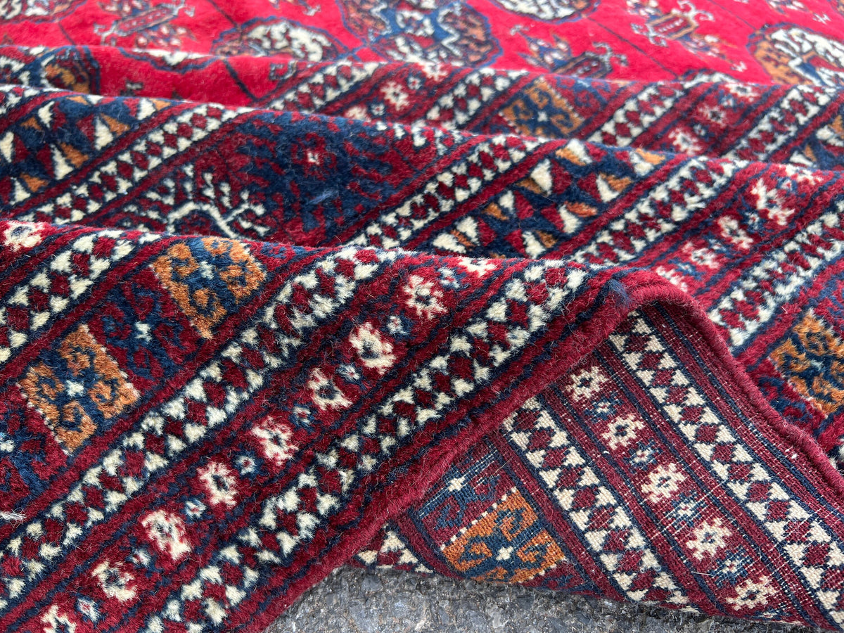 9x12 Red Turkmen Rug: Vintage Wool Area Rug