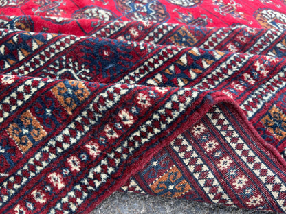 9x12 Red Turkmen Rug: Vintage Wool Area Rug