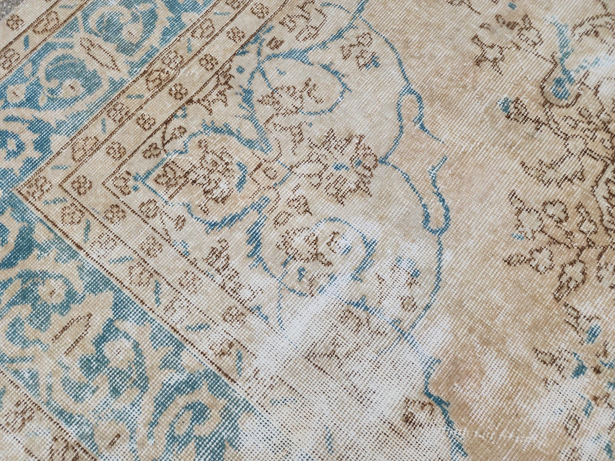 Green Medallion Turkish Oushak Rug 7x10: Wool Area Rug Boho Home Decor, Farmhouse Design