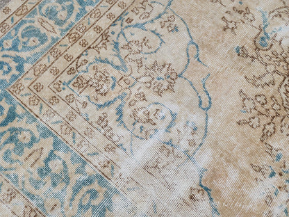 Green Medallion Turkish Oushak Rug 7x10: Wool Area Rug Boho Home Decor, Farmhouse Design