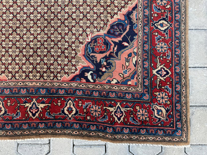 Antique Persian Rug 5x9: Hand-Knotted Wool Carpet, Boho Home Decor