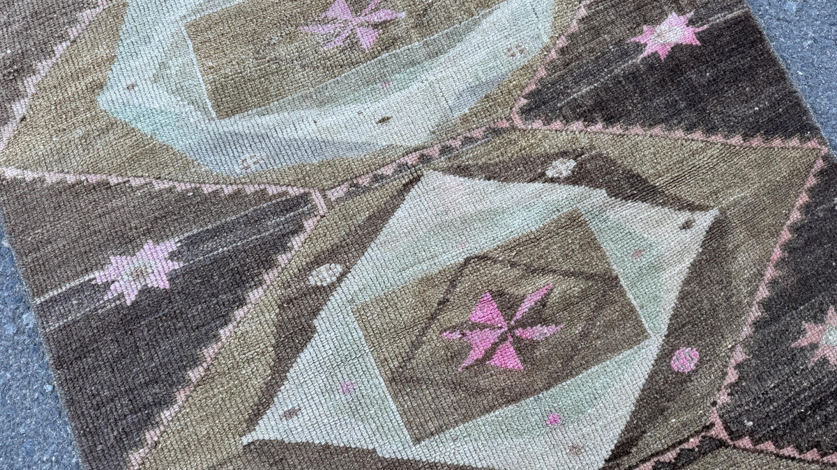 3x11 Wool Neutral Runner Rug, Hand Knotted Turkish Decor, Kitchen Decor