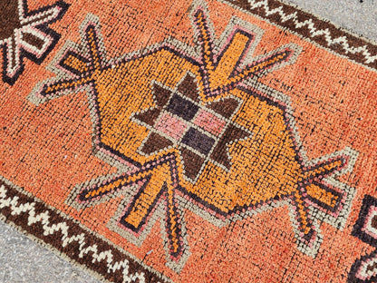 Wool Hand Made Rug 2.7x9.8 ft, Oriental Medium Pile Runner, Hallway Home Decor