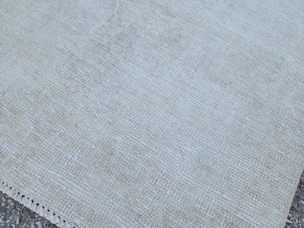 Ivory Wool Runner Rug 3x11: Hand Knotted Turkish Up Cycled Wool, Hallway Decor