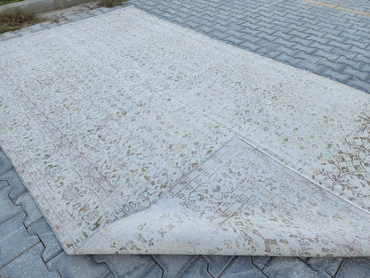 6x11 Neutral Turkish Area Rug, Oushak Hand Made Carpet, Beige Color, Home Farmhouse Decor