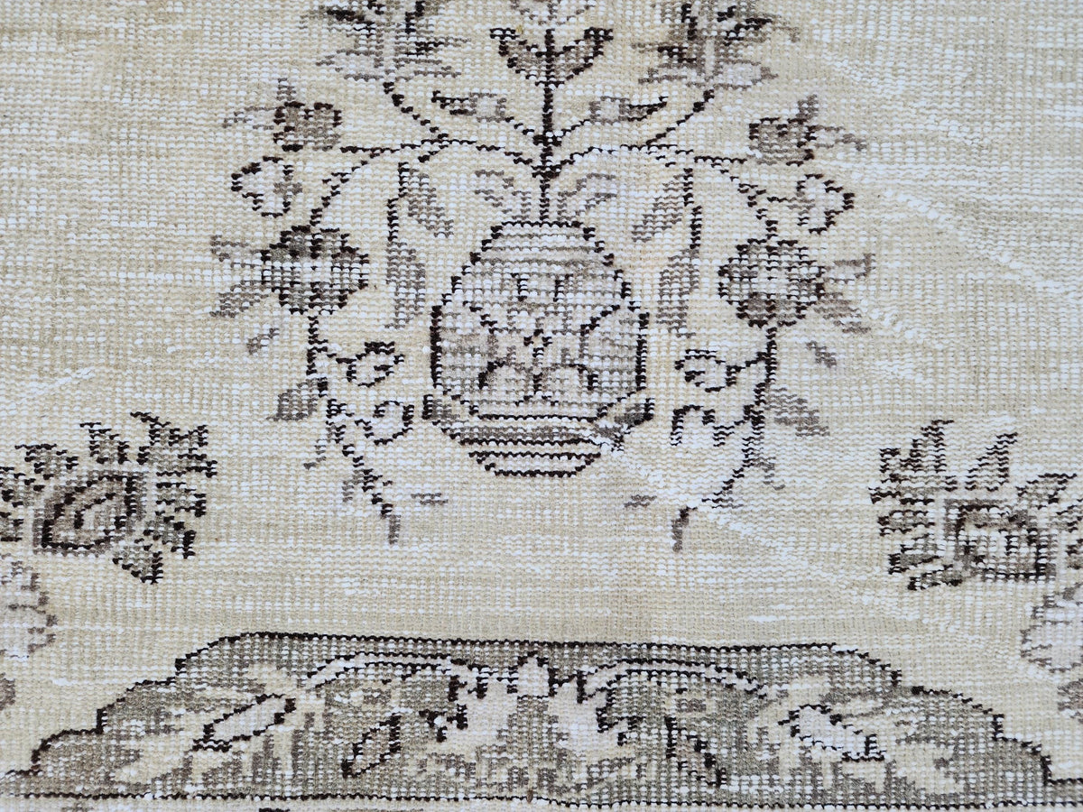 5x9 Neutral Area Wool Rug: Rustic Decor, Turkish Oushak, Beige and Brown
