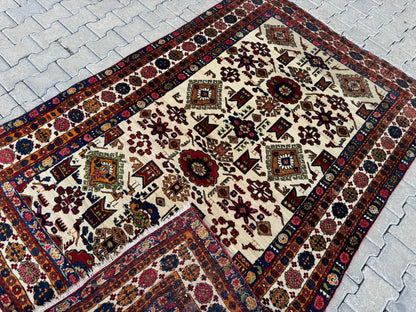 5x8 Antique Turkish Wool Rug: Handcrafted Boho Area Rug