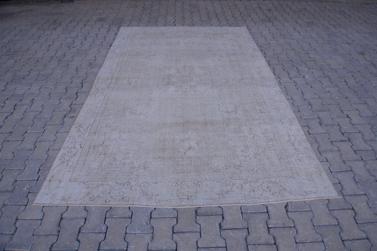 6x10 Turkish Neutral Rug: Beige Wool Oriental Rug, Living Room Hand Knotted Carpet