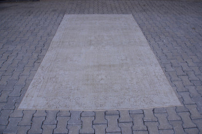 6x10 Turkish Neutral Rug: Beige Wool Oriental Rug, Living Room Hand Knotted Carpet