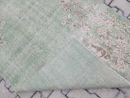 Vintage Turkish Oushak Rug 3x6: Handwoven Wool & Cotton Area Rug