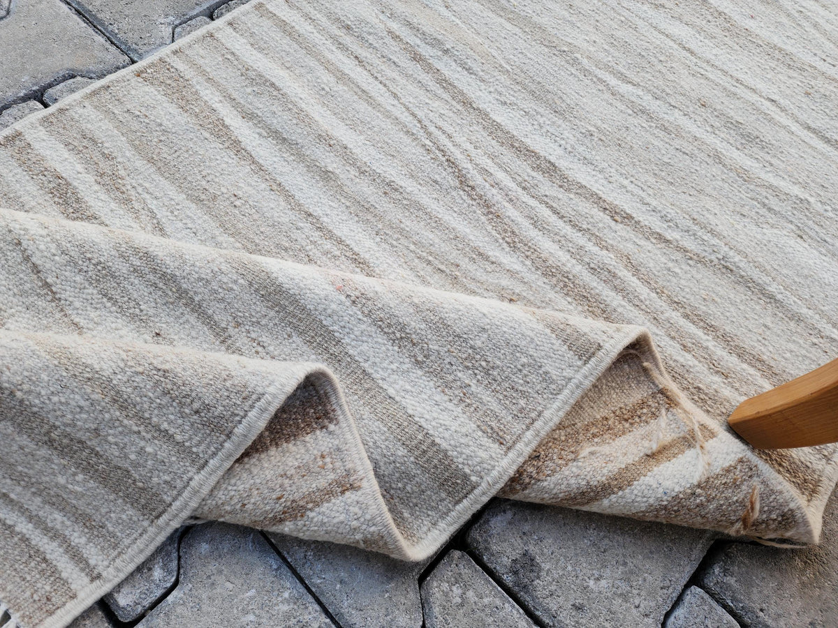 2x11 Neutral Runner Rug, Handwoven Turkish Kilim, Rustic Boho Decor