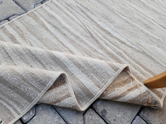 2x11 Neutral Runner Rug, Handwoven Turkish Kilim, Rustic Boho Decor