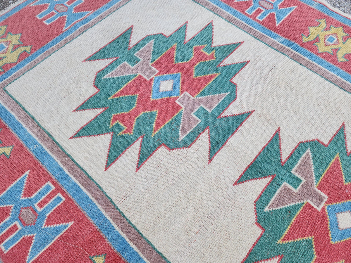 Hand Made Rug 4x6, Turkish Hand Knotted Rustic Carpet, Small Rustic Decor