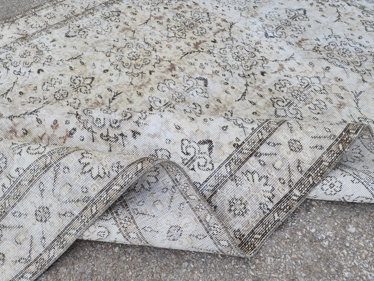 Vintage Rug 5x9, Turkish Hand Knotted, Muted Neutral Area Rug, Handmade Anatolian