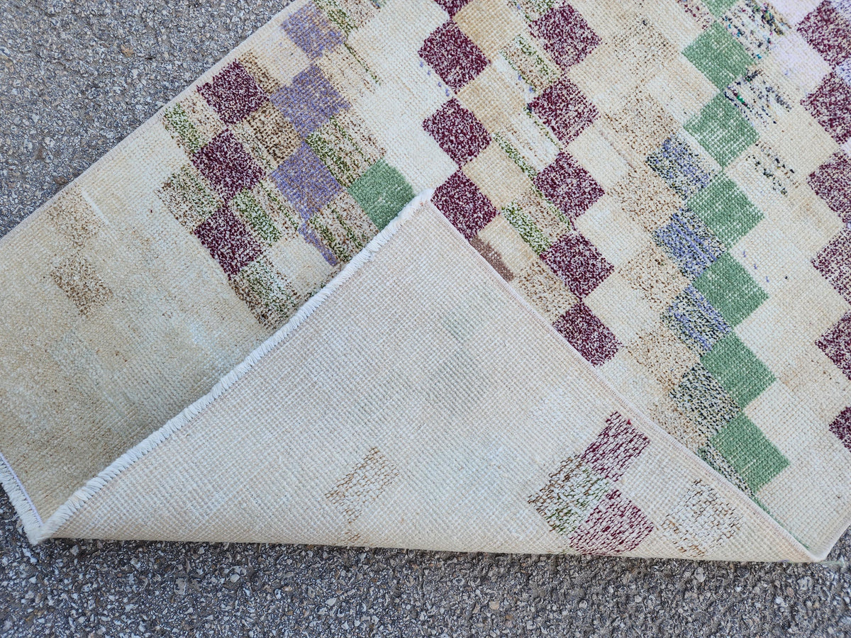 2x7 Turkish Runner Rug: Geometric Farmhouse Hallway Decor, Eco Friendly