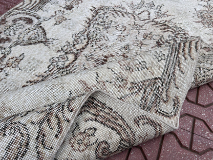 Handwoven Turkish Oushak Rug: 4x7 Wool Cotton Blend