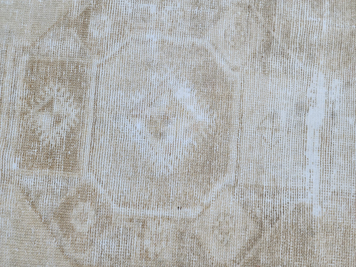Neutral Geometric Runner Rug 3x13, Bohemian Turkish Hand Made Carpet, Hallway Home Decor