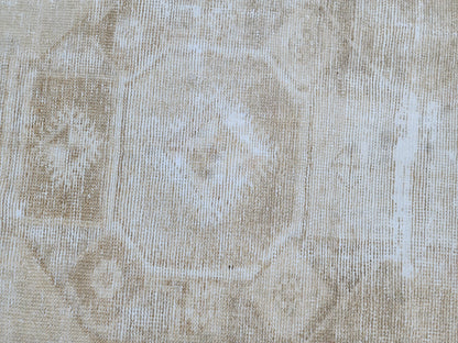 Neutral Geometric Runner Rug 3x13, Bohemian Turkish Hand Made Carpet, Hallway Home Decor