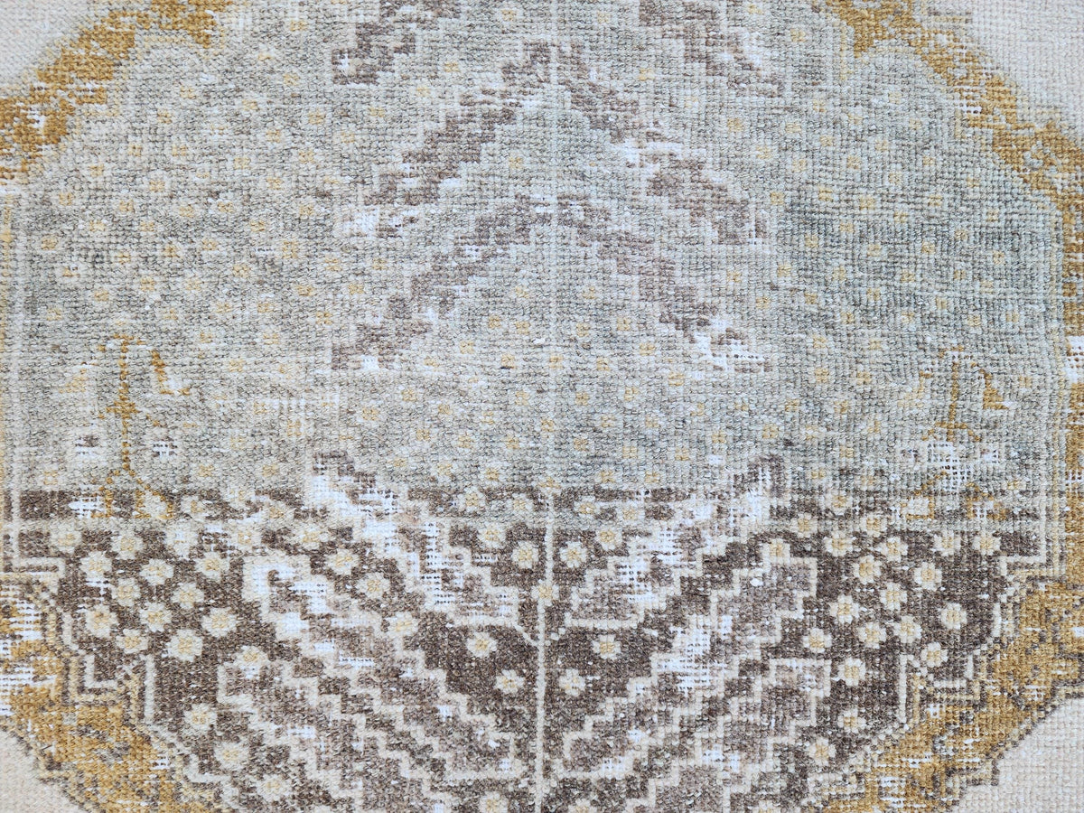 3x11 Neutral Turkish Rug, Hand Made Oriental Wool Decor, Boho Decor, Hallway Decor Rug