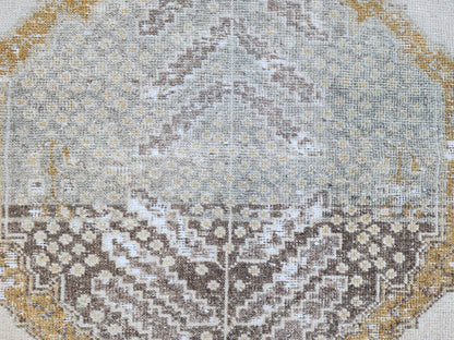 3x11 Neutral Turkish Rug, Hand Made Oriental Wool Decor, Boho Decor, Hallway Decor Rug