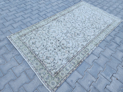 Handwoven Turkish Oushak Rug 4x7: Wool & Cotton Blend