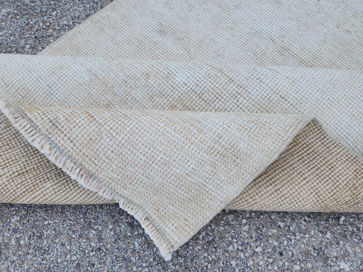 3x11 Neutral Muted Runner Rug, Hand Knoted Rustic Decor, Eco Friendly