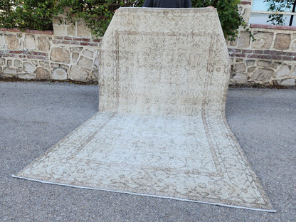 Neutral Rug 5x9, Hand Knotted, Oriental Living Room Decor, Beige and Brown