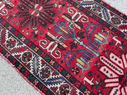 Handmade 3x12 Natural Runner Rug: Boho Hallway Decor, Persian Design