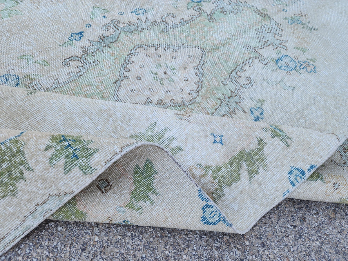 Neutral Oushak Rug 5x9: Hand-Knotted Wool Turkish Rug