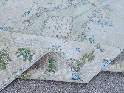 Neutral Oushak Rug 5x9: Hand-Knotted Wool Turkish Rug