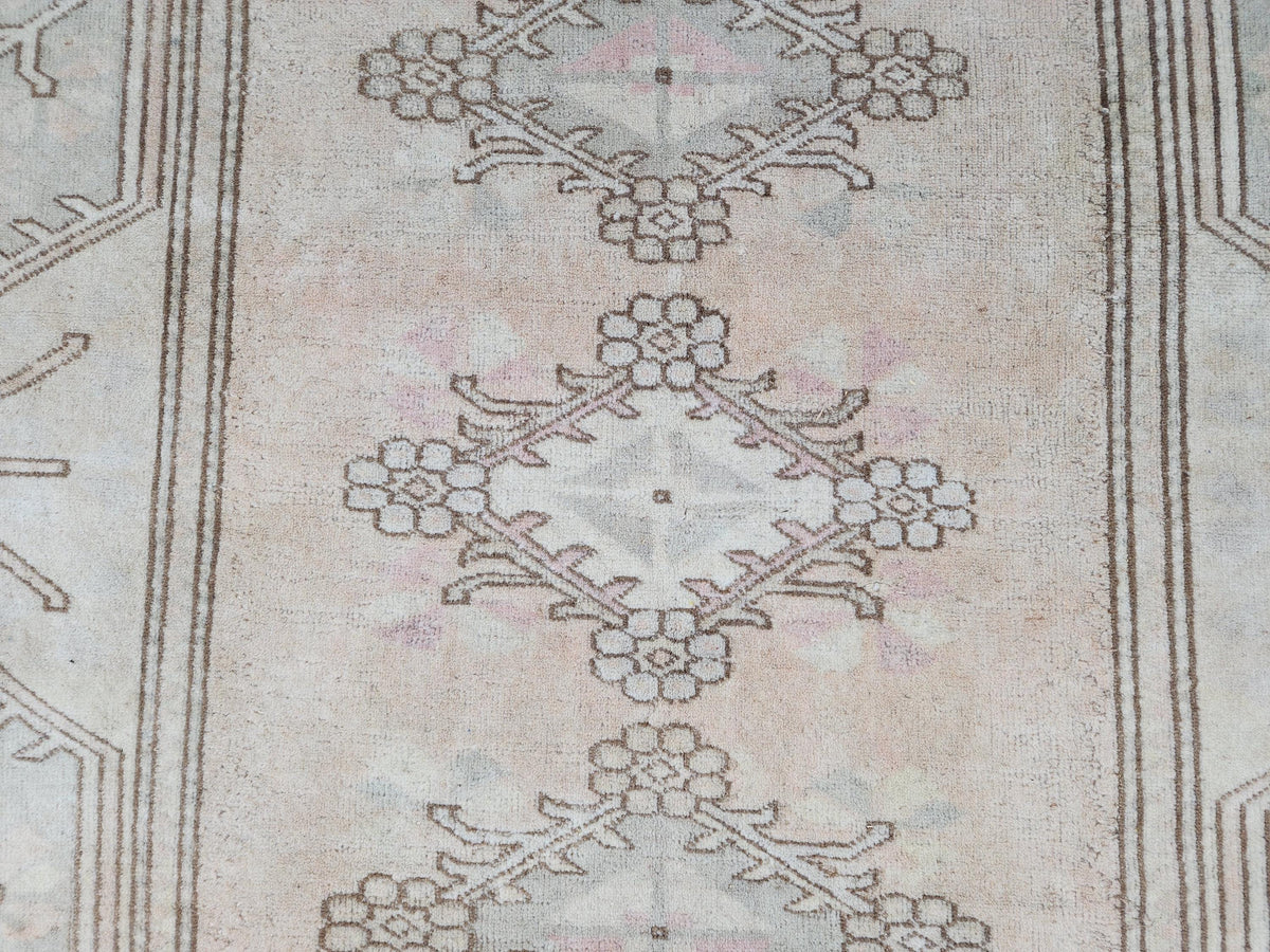Wool Beige Area Rug 7x9, Turkish Hand Made Carpet, Home Living Room Decor