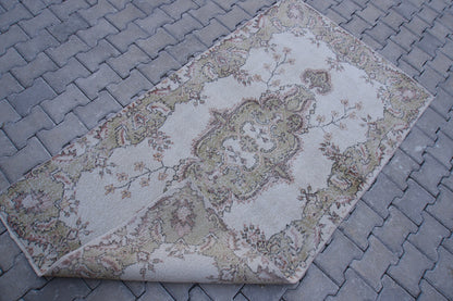 Vintage Turkish Oushak Rug 4x7: Handwoven Wool & Cotton