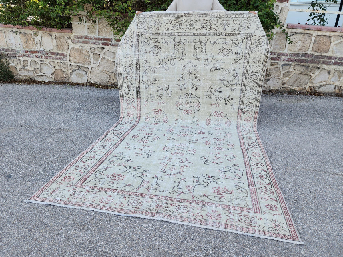 Handwoven Turkish Oushak Rug 6x9: Wool & Cotton Blend