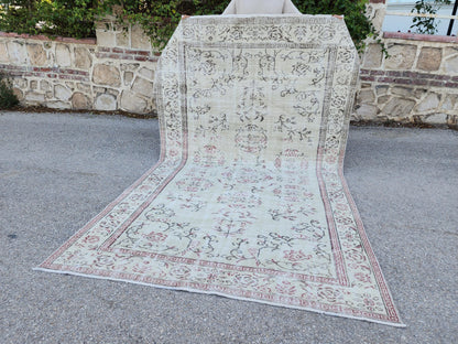 Handwoven Turkish Oushak Rug 6x9: Wool & Cotton Blend