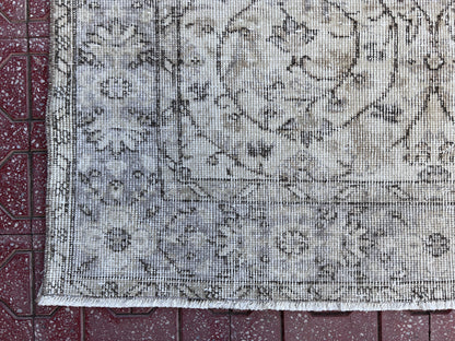 Handwoven Turkish Oushak Rug 4x7: Wool & Cotton Rustic Rug