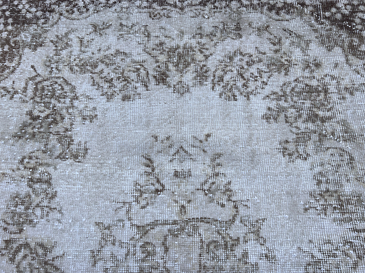 Handwoven Turkish Oushak Rug 4x7: Wool & Cotton Bohemian Rug