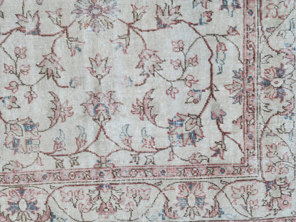 Handwoven Oushak Wool Rug 5×8 Neutral Beige Turkish Area Rug