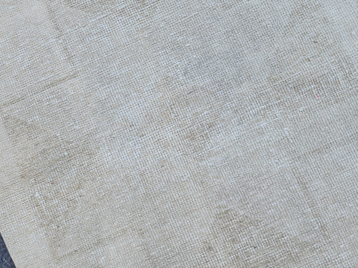 Hand Made Runner Rug 2.7 x 11.4 ft, Turkish Neutral Muted Wool Runner, Kitchen Runner