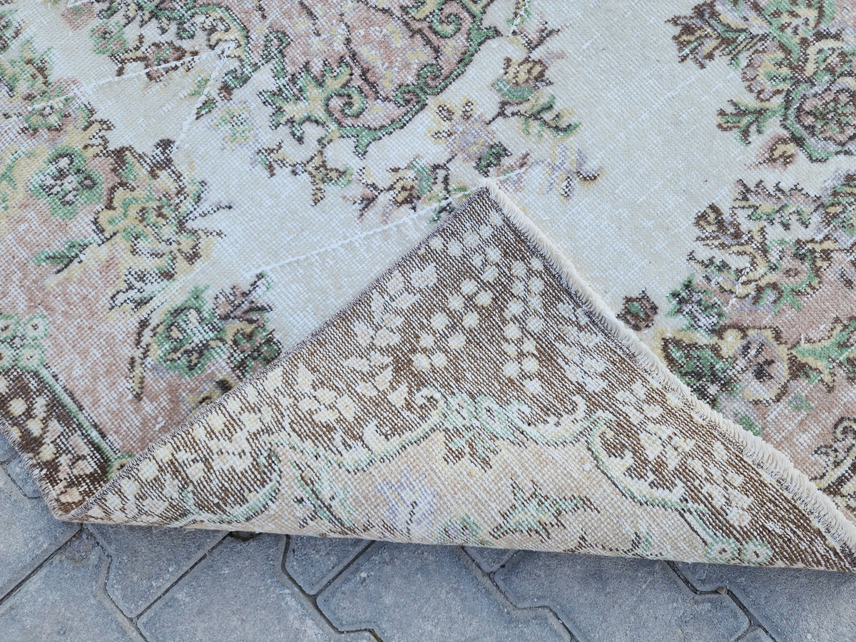 Handwoven Turkish Oushak Rug: 4x7 Wool & Cotton Medallion Rug, Home Rustic Decor
