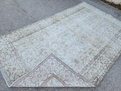 Neutral Rug 5x9, Hand Knotted, Oriental Living Room Decor, Beige and Brown