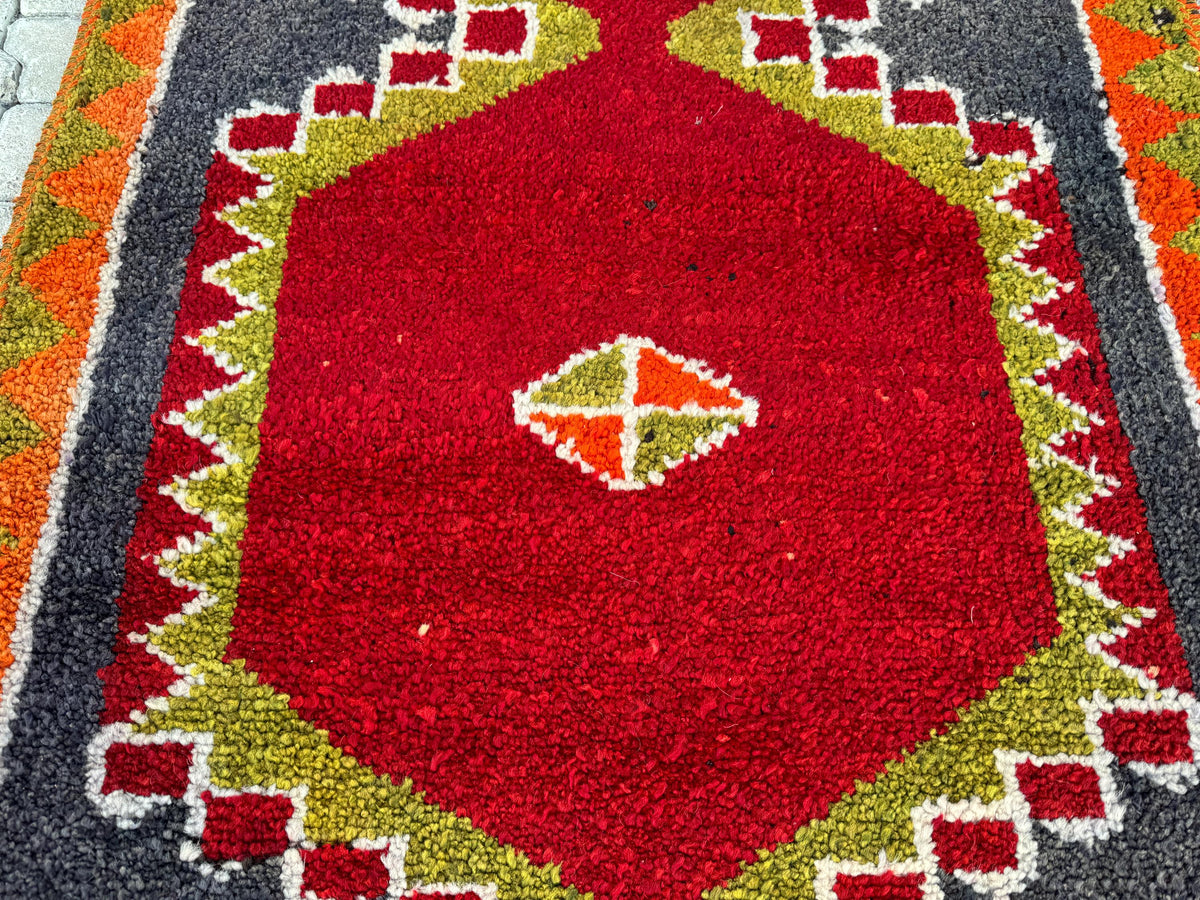 Handwoven Herki Runner Rug: 3x10 Turkish Boho Hallway Decor