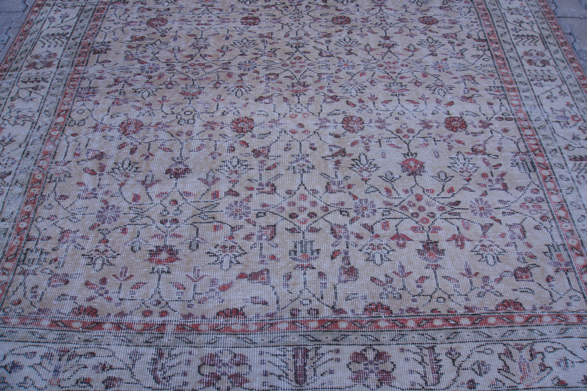 7x10 Neutral Area Rug, Living Room Home Decor, Oriental Rustic Carpet