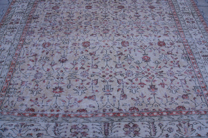 7x10 Neutral Area Rug, Living Room Home Decor, Oriental Rustic Carpet