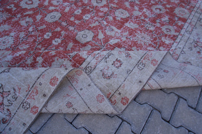 Handmade Turkish Isparta Rug 7x10: Vintage Oriental Cotton-Wool Blend