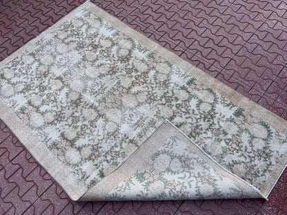 Vintage Oushak Rug 4x6: Handwoven Wool & Cotton Bohemian Rug